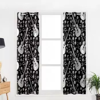 Череп Музыкальная нота Гитара Спальня Кухня Шторы Гостиная Украшения Элементы Настраиваемые Шторы 135W x 60H(cm)