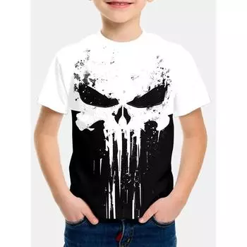 Череп Одежда для мальчиков Одежда Одежда Детская футболка для мальчика Детская футболка Топы Футболки для детей Футболки с изображением миньона 2024 года 100