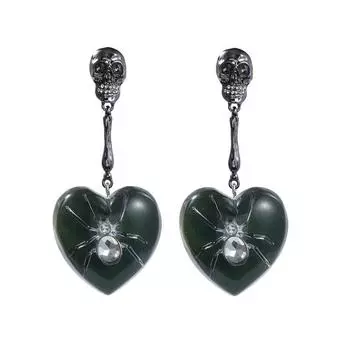 Череп Паук Висячие Серьги Для Женщин Смола Сердце Хип-Хоп Рок Вечерние Ювелирные Изделия Подарки