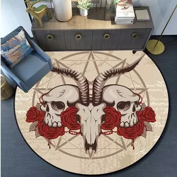 Череп Сатанинской Козы Перевернутая Пентаграмма Крыло Демона Версия Коврик-Сатанинская Коза Декор Сатанинская Коза-Сатанинские Коврики Ковер Сатаны 40cm