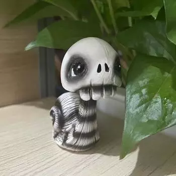 Череп Улитка Миниатюрная Статуэтка Ужас для Хэллоуина Скелет Скульптура Орнамент Готический Декор Качающаяся Голова