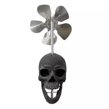 Череп Ветряная вертушка Хэллоуинская голова Металлическая мельница Волчок DIY Цветной скелет Жуткие украшения для двора чёрный