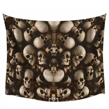 Череп Винтаж Текстура Хэллоуин Хиппи Гобелен Ткань Настенный Пляжный Декор Комнаты Ткань Ковер Коврик Для Йоги Простыня Диван Одеяло 100x75cm