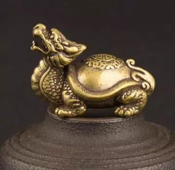 Черепаха-дракон из чистой меди, властная креативная маленькая поделка, маленькие украшения