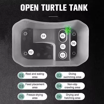 Черепаха Среда обитания черепахи Виварий Ящик с рампой для купания Аквариумные инструменты 40*25*3.3cm светло-зеленый