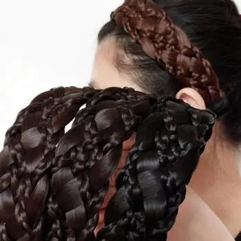 Черепной Топ Артефакт Широкий Обруч Для Волос Женские Повязки Для Волос Корейский Стиль Головные Уборы Шесть Прядей Парик Повязка На Голову light brown