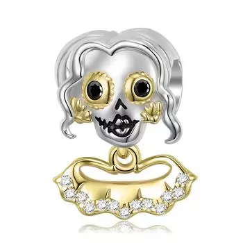 Черепные бусины позолоченные модные индивидуальные браслеты из бисера 925 серебряные украшения