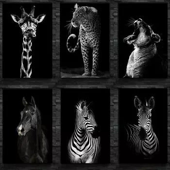 Черная Африка, дикая природа, животные, лев, жираф, зебра, леопард, постеры и принты, черно-белые настенные холсты, картины, фотографии для гостиной, домашний декор 20x30cm No Frame
