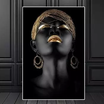 Черная африканская обнаженная женщина-созерцатель, картина маслом на холсте, постеры и принты, скандинавская настенная художественная картина для гостиной 21x30 No Frame