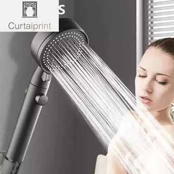 Черная эко-душевая насадка с 5 регулируемыми режимами, высоким давлением, экономией воды и водным массажем одной кнопкой чёрный