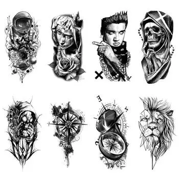 Черная астронавтка красивая женщина классическая фигура маленькая полная рука Xqb перенос воды, имитация одноразовая татуировка наклейка 114*210MM