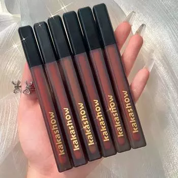 Черная атласная глазурь для губ Матовая матовая помада для губ Грязевая бархатная белая увлажняющая не легко окрашивающаяся чашка Блеск для губ Ниша