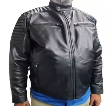 Черная байкерская стеганая куртка из кожи ягненка Noora с молнией и карманом XS чёрный