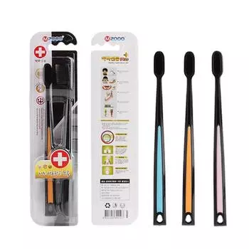 Черная бамбуковая зубная щетка, 2 шт./упак., экологически чистая зубная щетка, мягкая угольная зубная щетка, нано чёрный