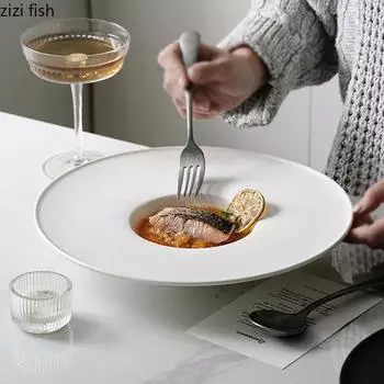 Черная белая соломенная шляпа тарелка Керамическая посуда Блюдо для густого супа Десертное блюдо для димсамов Тарелка для пасты Сервировочная тарелка Простая посуда