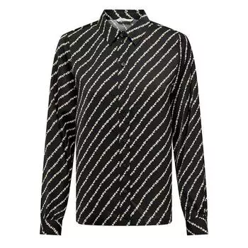 Черная бежевая рубашка с длинными рукавами в переливающуюся полоску ТОЛЬКО для женщин L чёрный