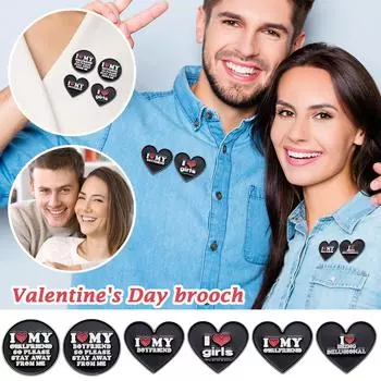Черная брошь с эмалью в виде сердца, «Я люблю своего парня, я люблю свою девушку», черная брошь с эмалью в виде сердца, значок на лацкан, подарок для пары One Size