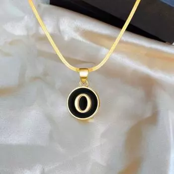 Черная буква, круглый кулон, ожерелье, 26 букв, цепочка в виде змеи, женское колье с регулируемой длиной, ожерелье, ювелирное изделие, подарок J