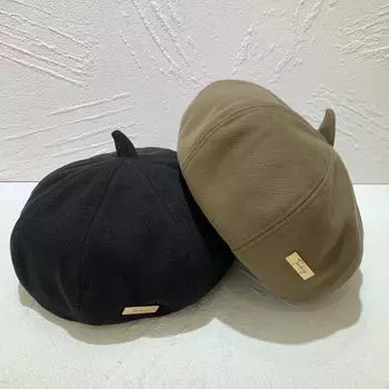 Черная буква маленькая этикетка берет женский сезон ретро универсальный лицо маленькая теплая дорожная шляпа художника Bud M56-58cm белый