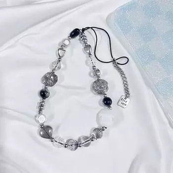 Черная цепочка для телефона, модная подвеска для iPhone, Samsung, универсальные аксессуары, милая веревка для подвешивания телефона для девочки чёрный