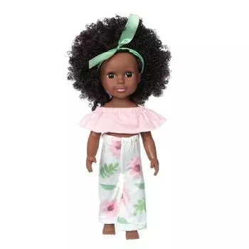 Черная черная детская милая вьющаяся черная виниловая детская игрушка 35 см