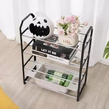 Черная четырехслойная полка для обуви для домашней сборки, полка для хранения на двери общежития, небольшой шкаф для хранения обуви, предметы домашнего обихода, простая обувь