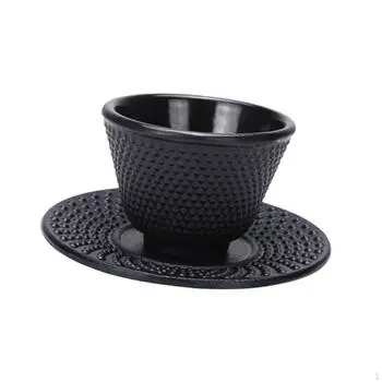 Черная чугунная чашка и подставка, традиционная кружка для чая на работе Round coaster