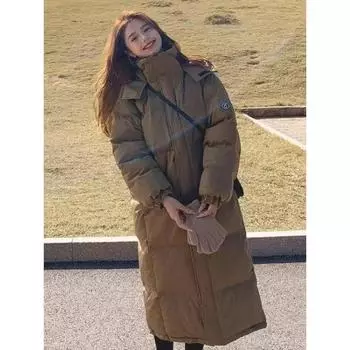 Черная длинная парка зимнее пальто женская куртка с капюшоном пуховик хлопковая куртка утолщенная теплая корейская модная зимняя куртка новая XL чёрный