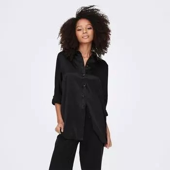 Черная длинная рубашка с эффектом шелка ТОЛЬКО для женщин XS чёрный