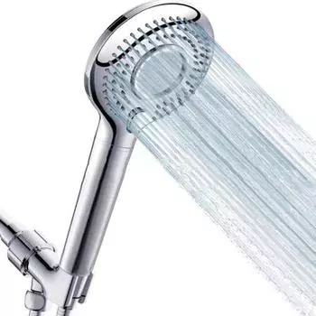 Черная душевая головка с ручным душем, 3-режимная круглая душевая головка, кнопка переключения, японский фильтр ACF, душевая струя серебряный