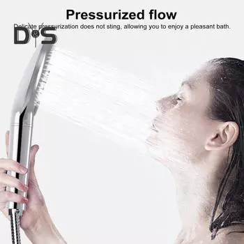 Черная душевая головка с ручным душем, 3-режимная круглая душевая головка, кнопка переключения, японский фильтр ACF, душевая струя серебряный