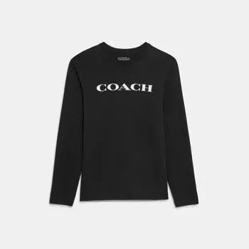 Черная футболка с длинными рукавами из органического хлопка Coach Essential