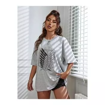 Черная футболка с принтом логотипа Attack On Titan