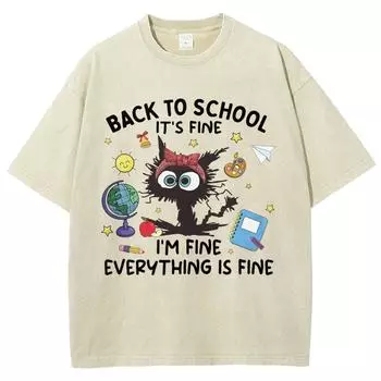 Черная футболка с принтом мультяшного кота, симпатичный стиль, женская, свободная, большого размера, стираная, с коротким рукавом, простой топ для девочки S