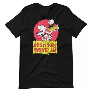 Черная футболка с рисунком Dog N Suds Drive In Restaurant, футболка унисекс с короткими рукавами S