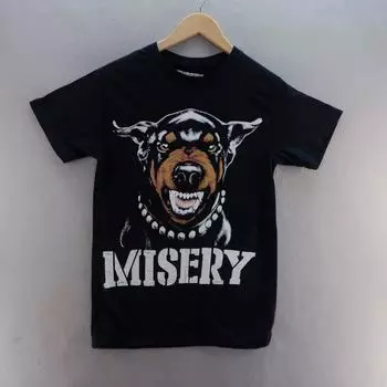 Черная футболка унисекс с короткими рукавами и графическим принтом Misery Dog Doberman S