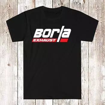 Черная футболка унисекс с логотипом Borla Exhaust S