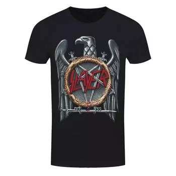 Черная футболка унисекс с металлическим ремешком Slayer Silver Eagle S