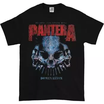 Черная футболка унисекс с потертостями Pantera Domination