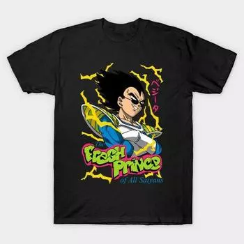 Черная футболка унисекс The Fresh Prince Of All Saiyan Dbz Vegeta Fresh Bel Air Parody S