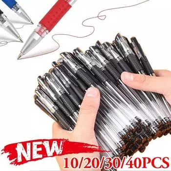 Черная гелевая шариковая ручка 0,55 мм, сверхтонкая шариковая ручка для офисных школьных принадлежностей, 10-40 шт. 10pcs чёрный