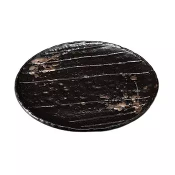 Черная глазурь с золотым напылением, грубая тарелка соги, круглая, 25 см. Большая тарелка [252 см]