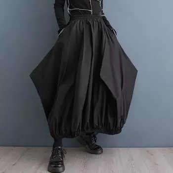 Черная хлопковая винтажная винтажная юбка больших размеров с высокой талией, весна-лето-осень, повседневная свободная длинная женская юбка