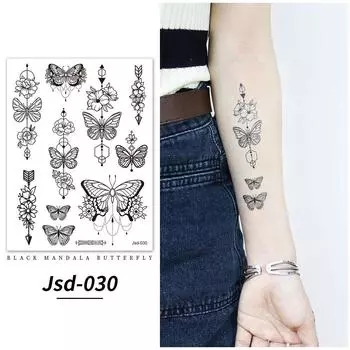 Черная Хна Поддельные Татуировки Татуировки Бабочки Мандала