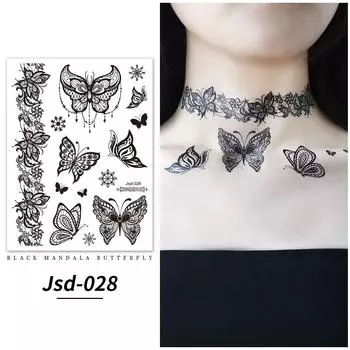 Черная Хна Временные Татуировки Татуировки Мандала Цветы