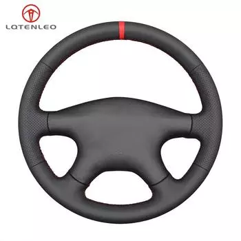 Черная искусственная кожа, прошитая вручную, противоскользящая оплетка для рулевого колеса автомобиля Volkswagen VW Transporter T4 2000-2002 Santana 2004 чёрный