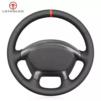 Черная искусственная кожа, сшитая вручную, Нескользящая, удобная, мягкая, оплетка на руль автомобиля для Chevrolet Corvette (С5) 1997-2004 чёрный