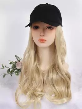 Черная кепка-утконос, светло-золотистая шапка для длинных вьющихся волос, парик 20inch