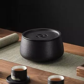 Черная керамика Керамическая чаша для мытья чая с крышкой Большая бытовая банка для остатков чая Цзяньшуй Чаша для мытья посуды Чайная церемония Кунг-фу