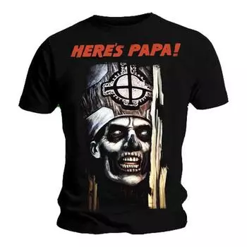 Черная классическая футболка унисекс Ghost Here s Papa Skeleton Rock Band S